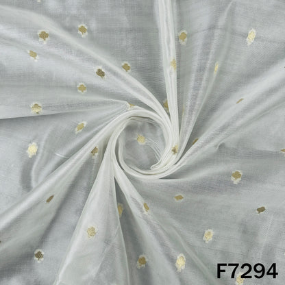 Dyeable Zari Buti Work Pure Silk Fabric - F7294