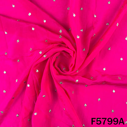 Zari Sequins Work Chinnon Chiffon Fabric - F5799