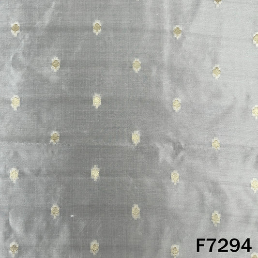 Dyeable Zari Buti Work Pure Silk Fabric - F7294