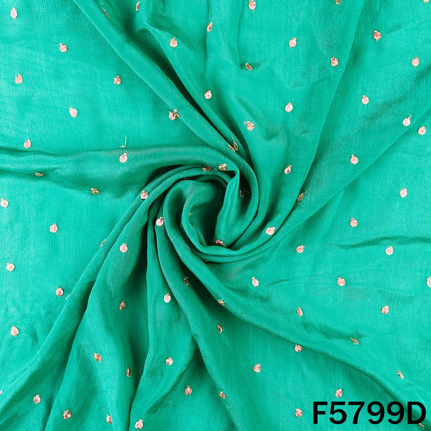 Zari Sequins Work Chinnon Chiffon Fabric - F5799