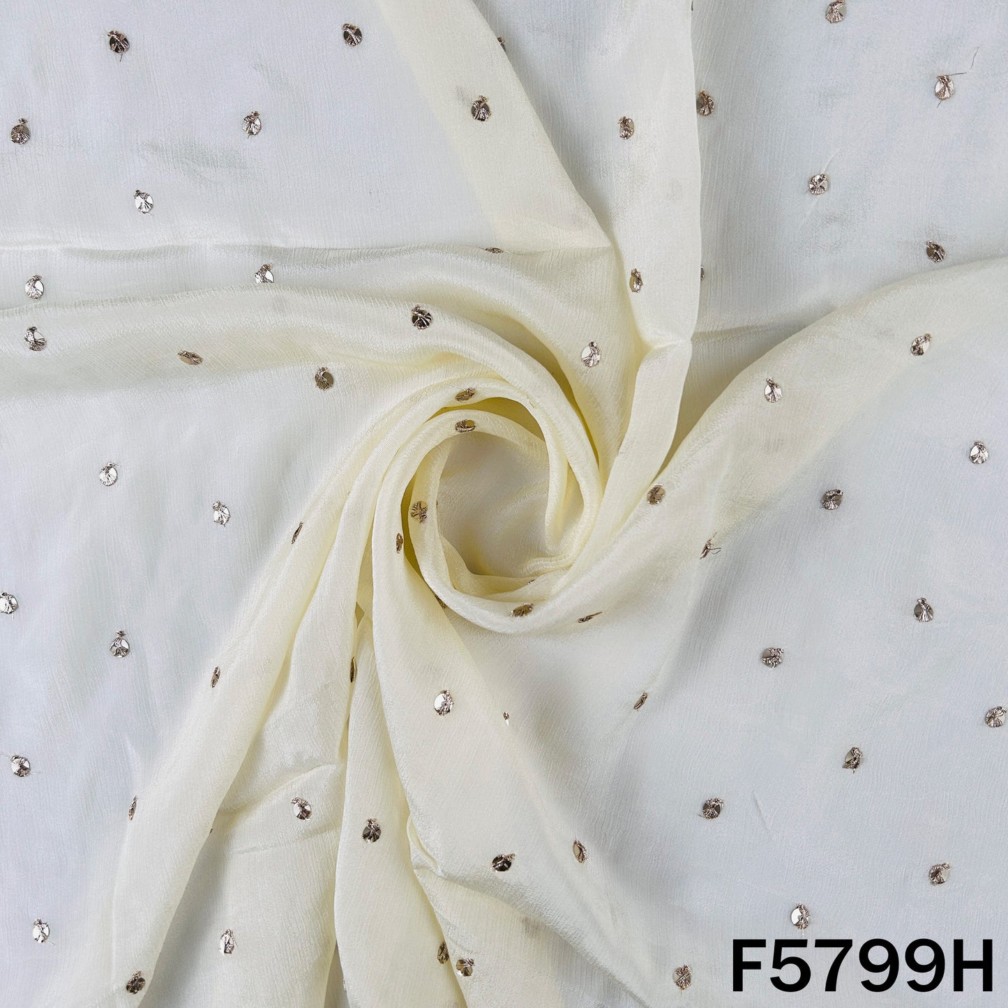 Zari Sequins Work Chinnon Chiffon Fabric - F5799