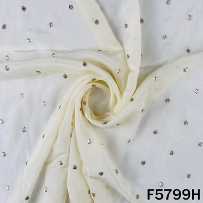 Zari Sequins Work Chinnon Chiffon Fabric - F5799
