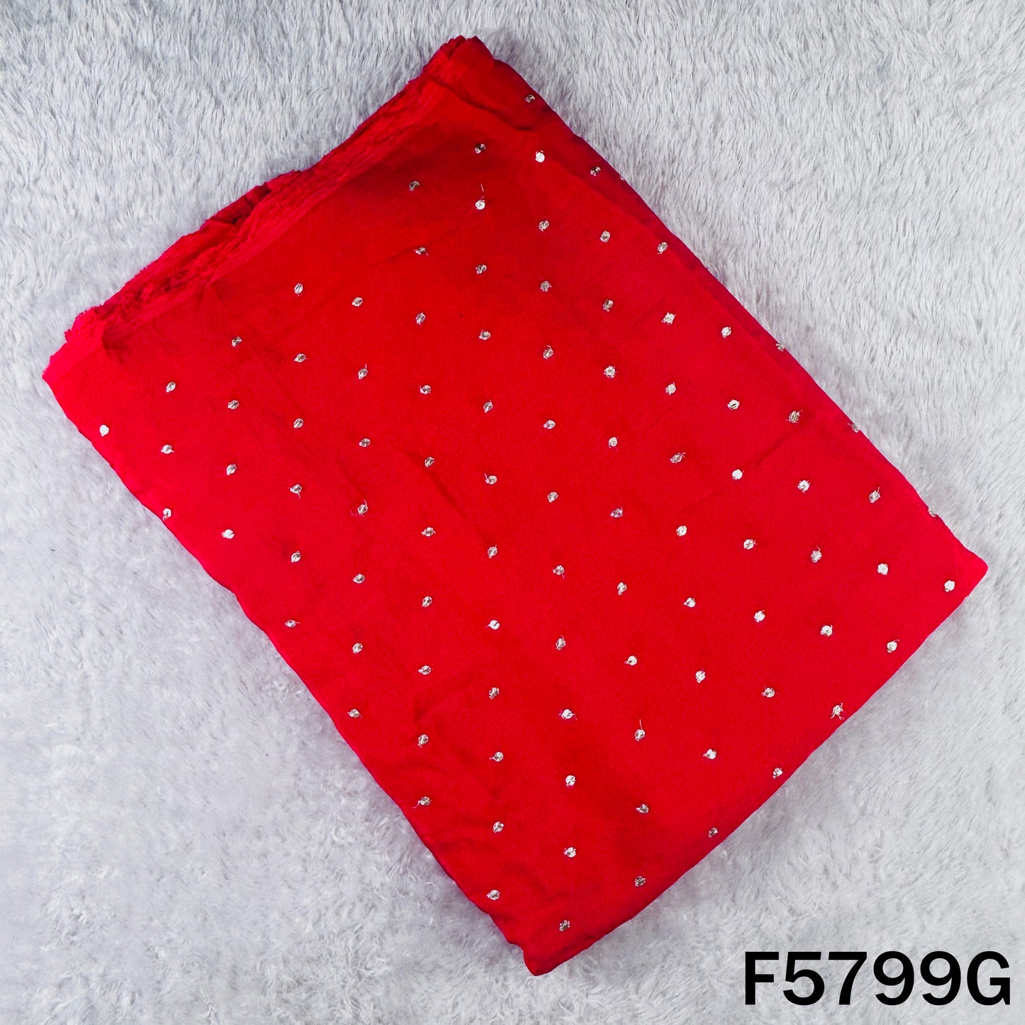 Zari Sequins Work Chinnon Chiffon Fabric - F5799