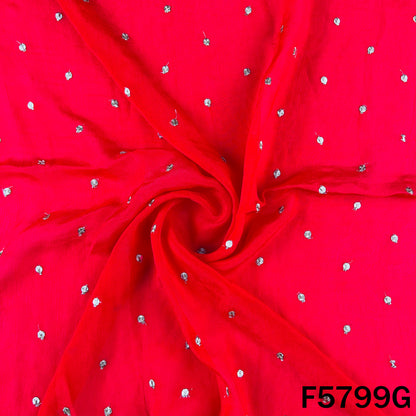 Zari Sequins Work Chinnon Chiffon Fabric - F5799