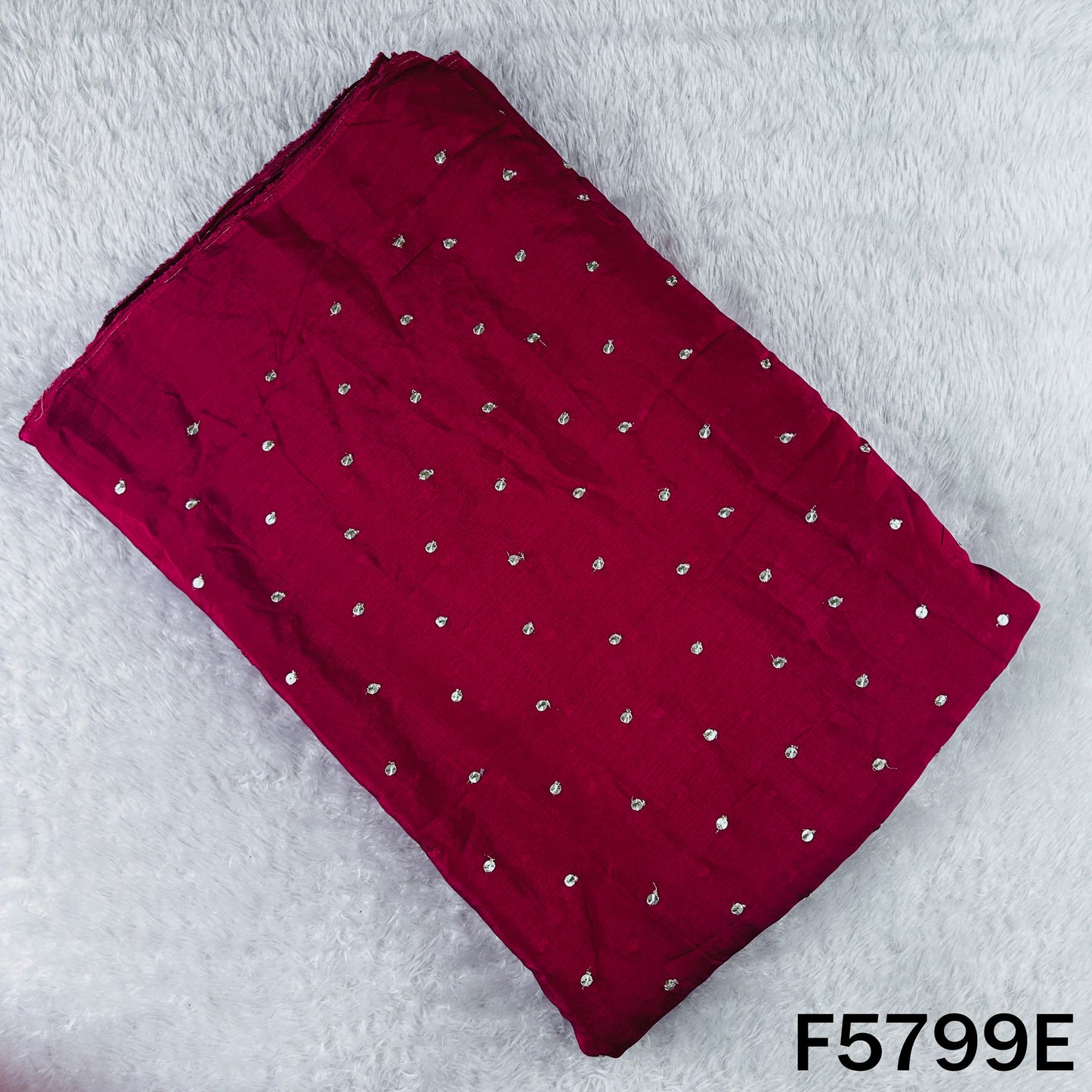 Zari Sequins Work Chinnon Chiffon Fabric - F5799