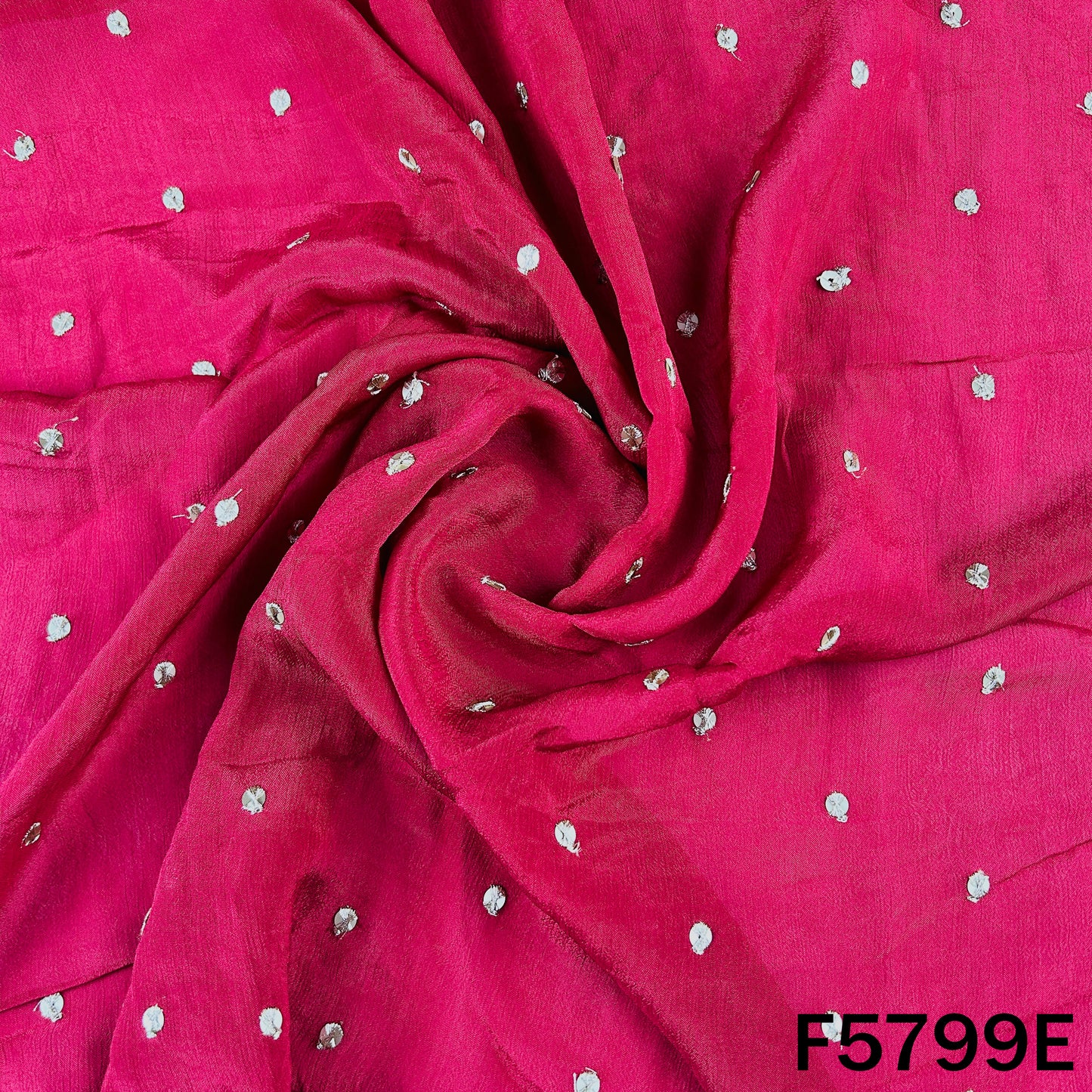 Zari Sequins Work Chinnon Chiffon Fabric - F5799