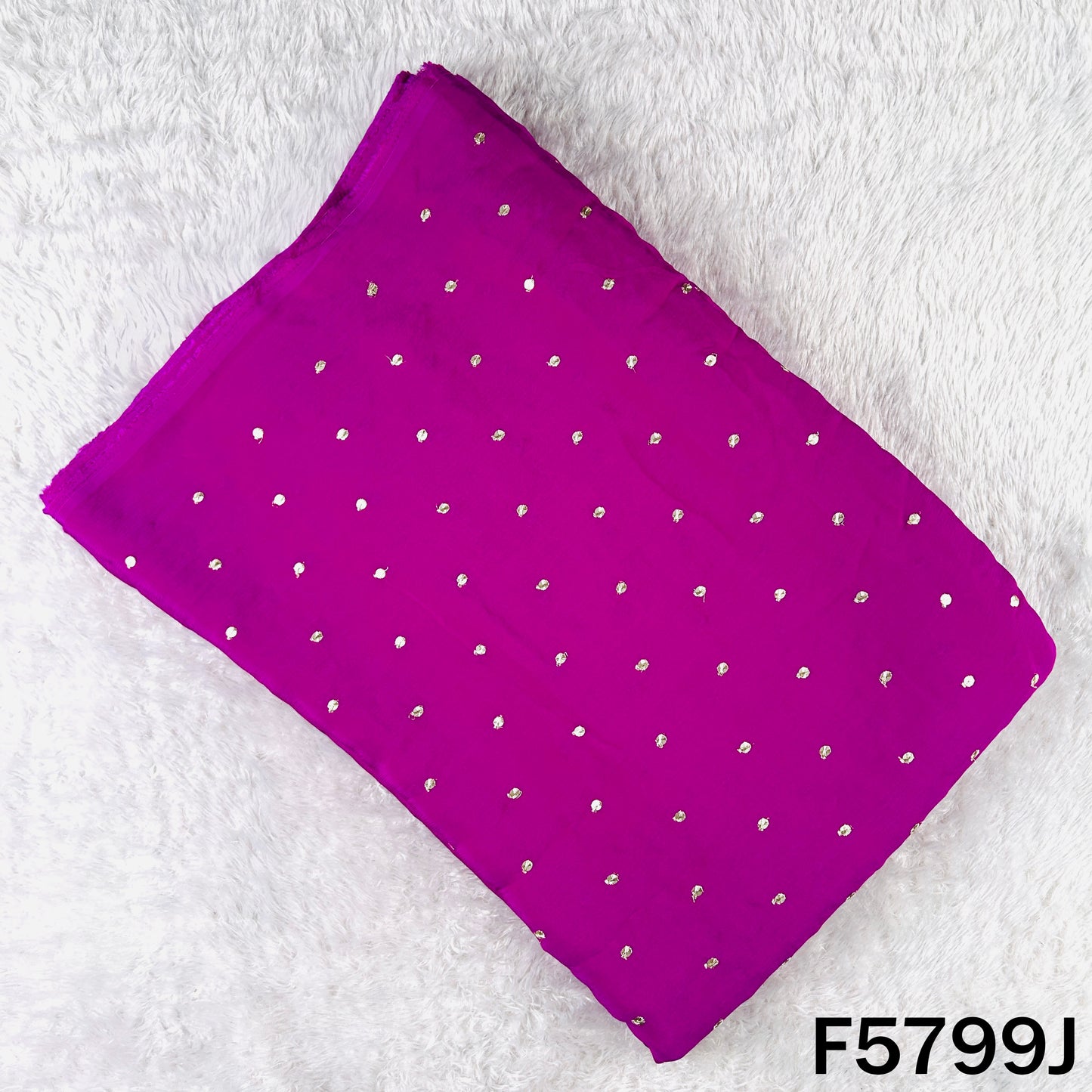 Zari Sequins Work Chinnon Chiffon Fabric - F5799