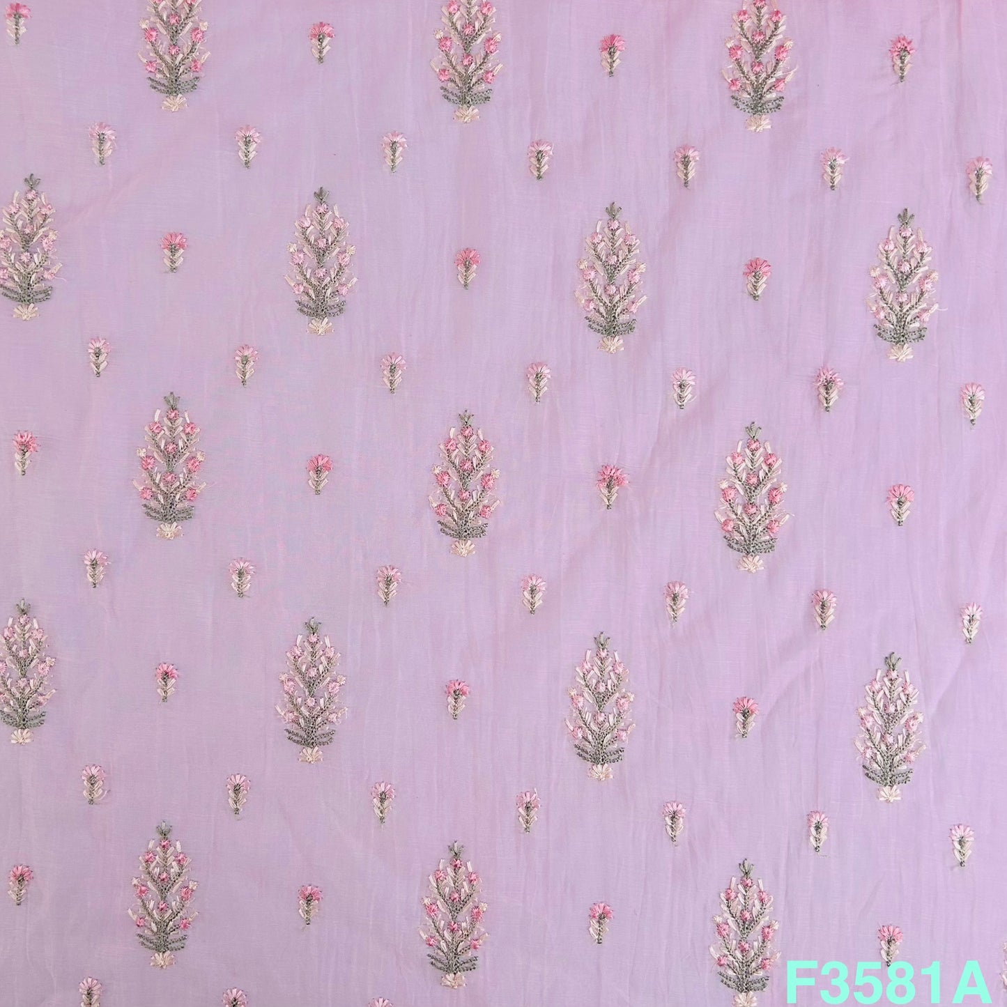 Thread Embroidered Mul Chanderi Fabric-F3581