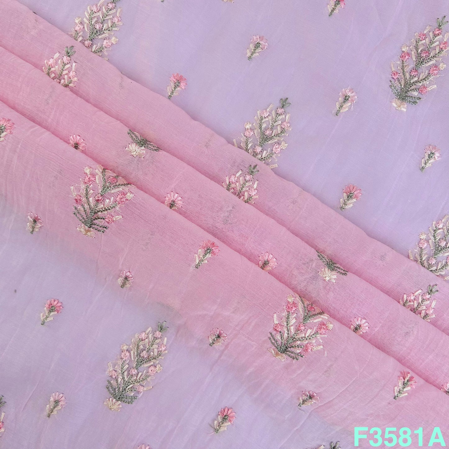 Thread Embroidered Mul Chanderi Fabric-F3581