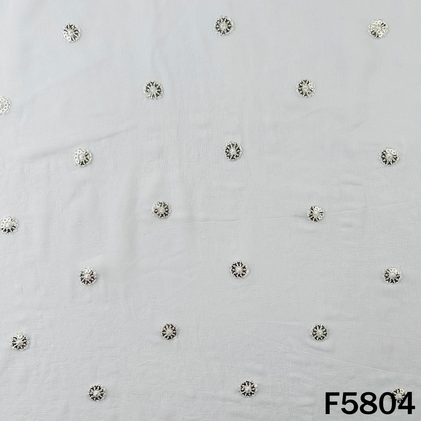 Dyeable Thread Sequins Work Georgette Fabric - F5804