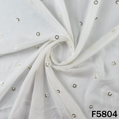 Dyeable Thread Sequins Work Georgette Fabric - F5804
