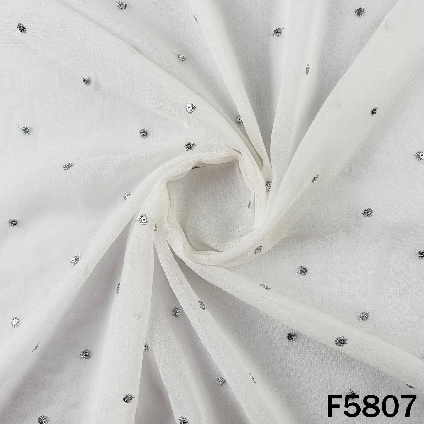 Dyeable Zari Sequins Work Georgette Fabric - F5807