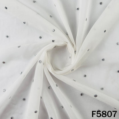 Dyeable Zari Sequins Work Georgette Fabric - F5807