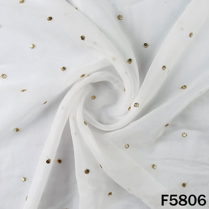 Dyeable Zari Sequins Work Georgette Fabric - F5806