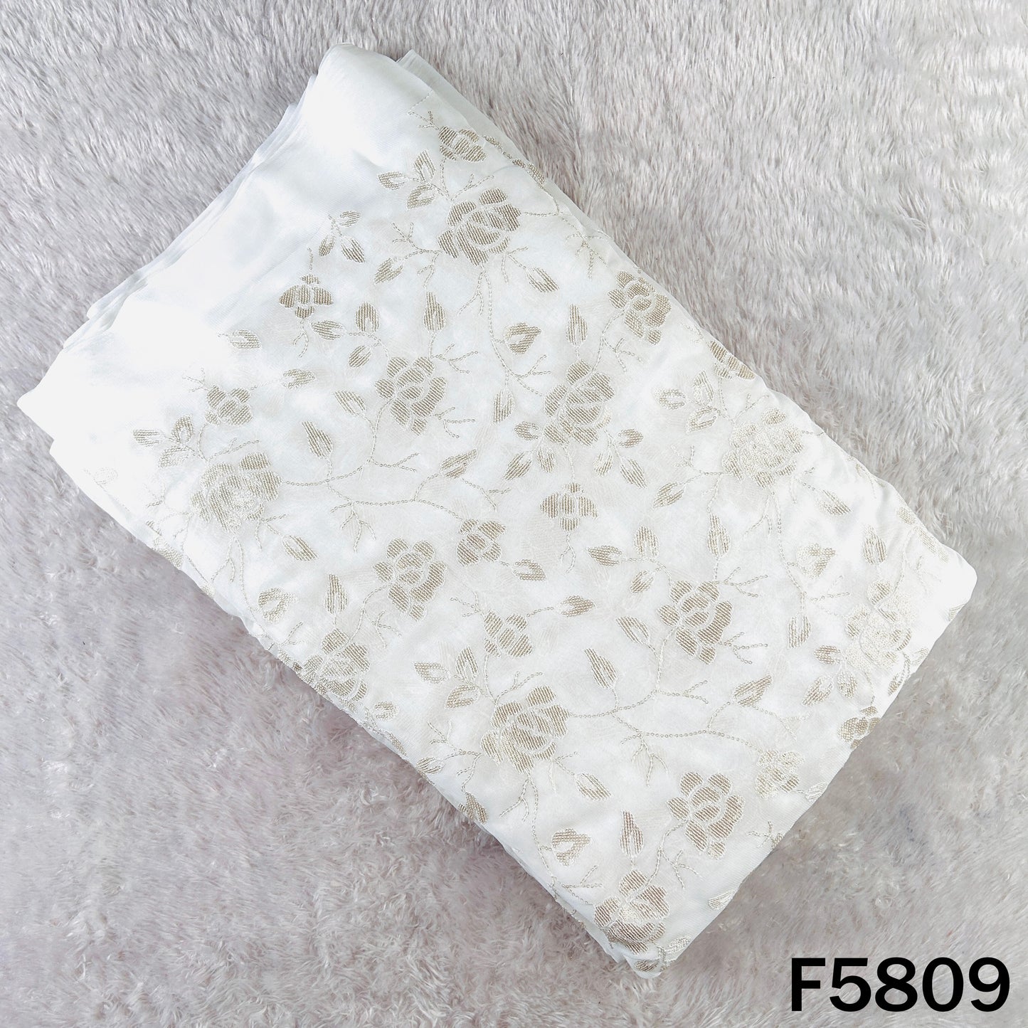 Dyeable Thread Sequins Embroidered Georgette Fabric - F5809