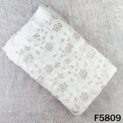 Dyeable Thread Sequins Embroidered Georgette Fabric - F5809