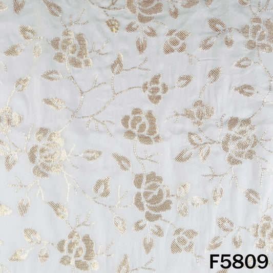 Dyeable Thread Sequins Embroidered Georgette Fabric - F5809
