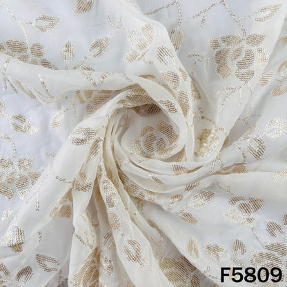 Dyeable Thread Sequins Embroidered Georgette Fabric - F5809
