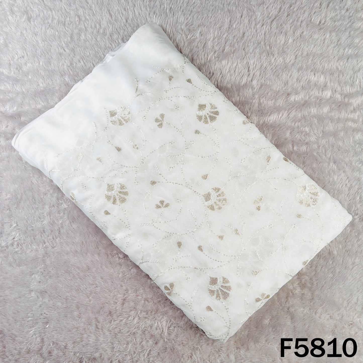 Dyeable Thread Sequins Embroidered Georgette Fabric - F5810