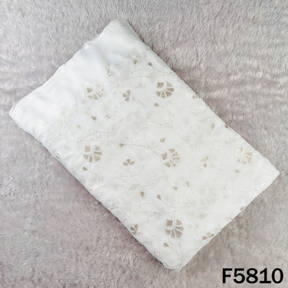 Dyeable Thread Sequins Embroidered Georgette Fabric - F5810