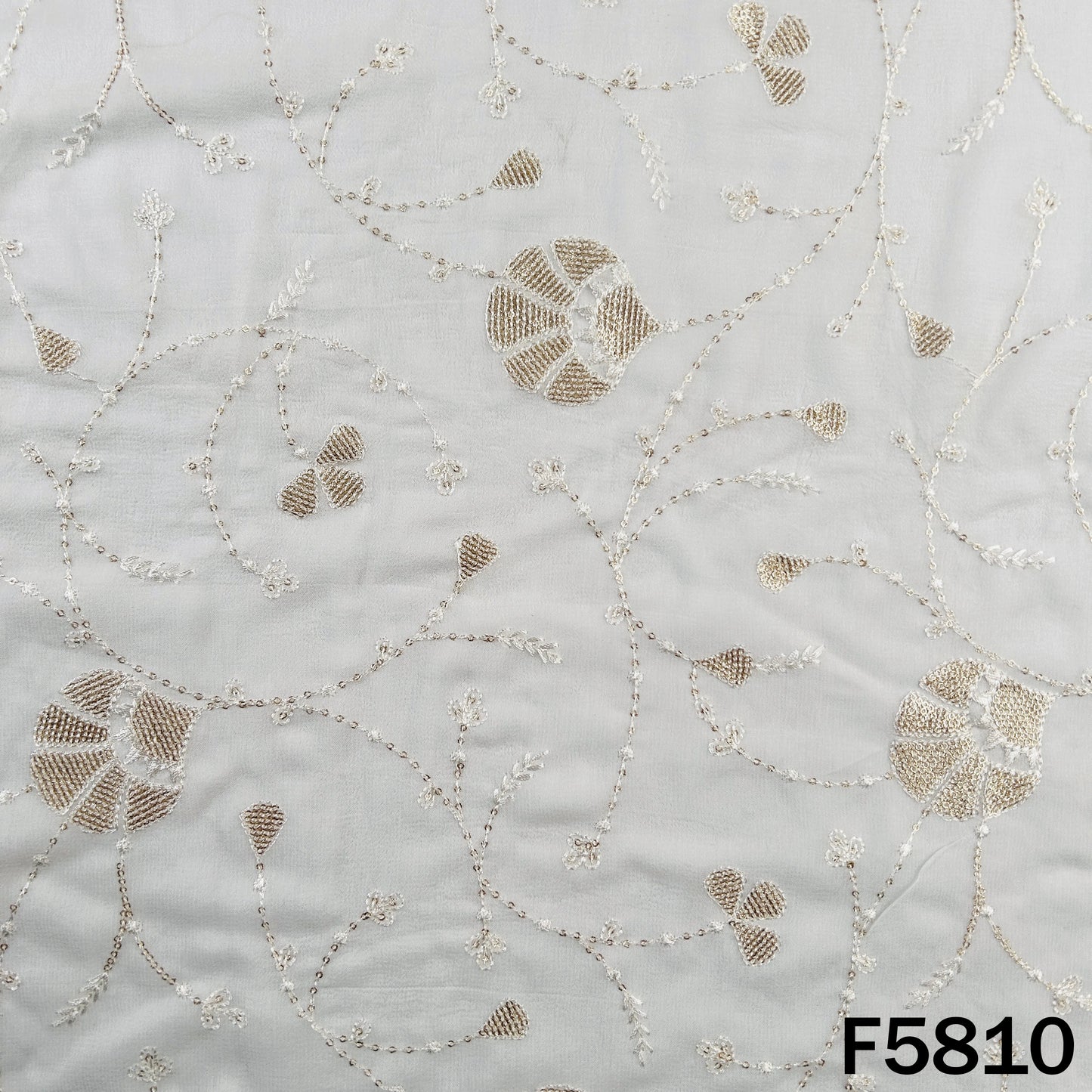 Dyeable Thread Sequins Embroidered Georgette Fabric - F5810