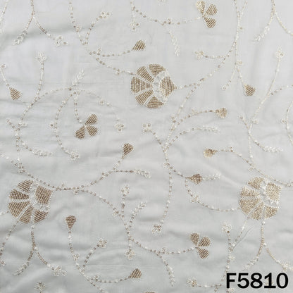 Dyeable Thread Sequins Embroidered Georgette Fabric - F5810