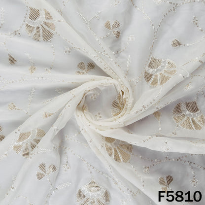 Dyeable Thread Sequins Embroidered Georgette Fabric - F5810