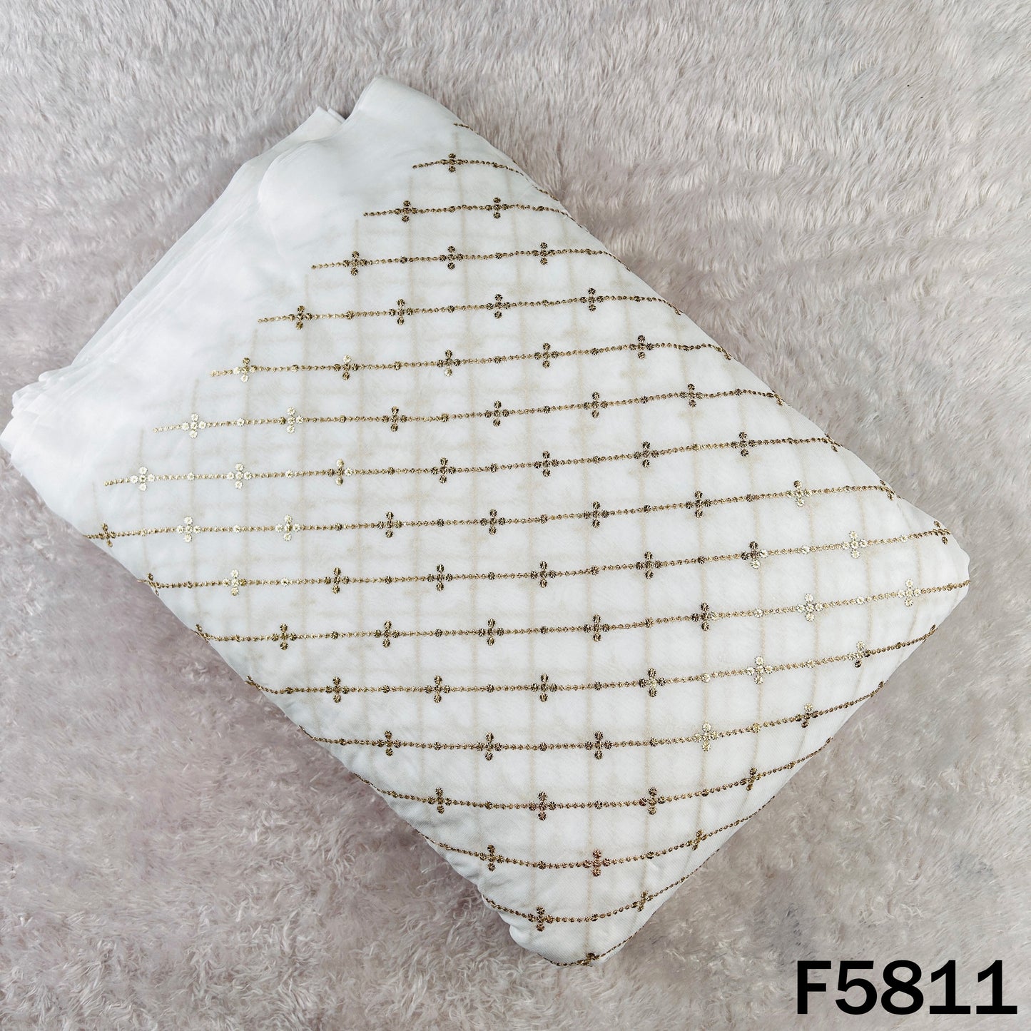 Dyeable Zari Sequins Embroidered Georgette Fabric - F5811