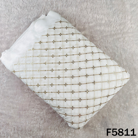 Dyeable Zari Sequins Embroidered Georgette Fabric - F5811