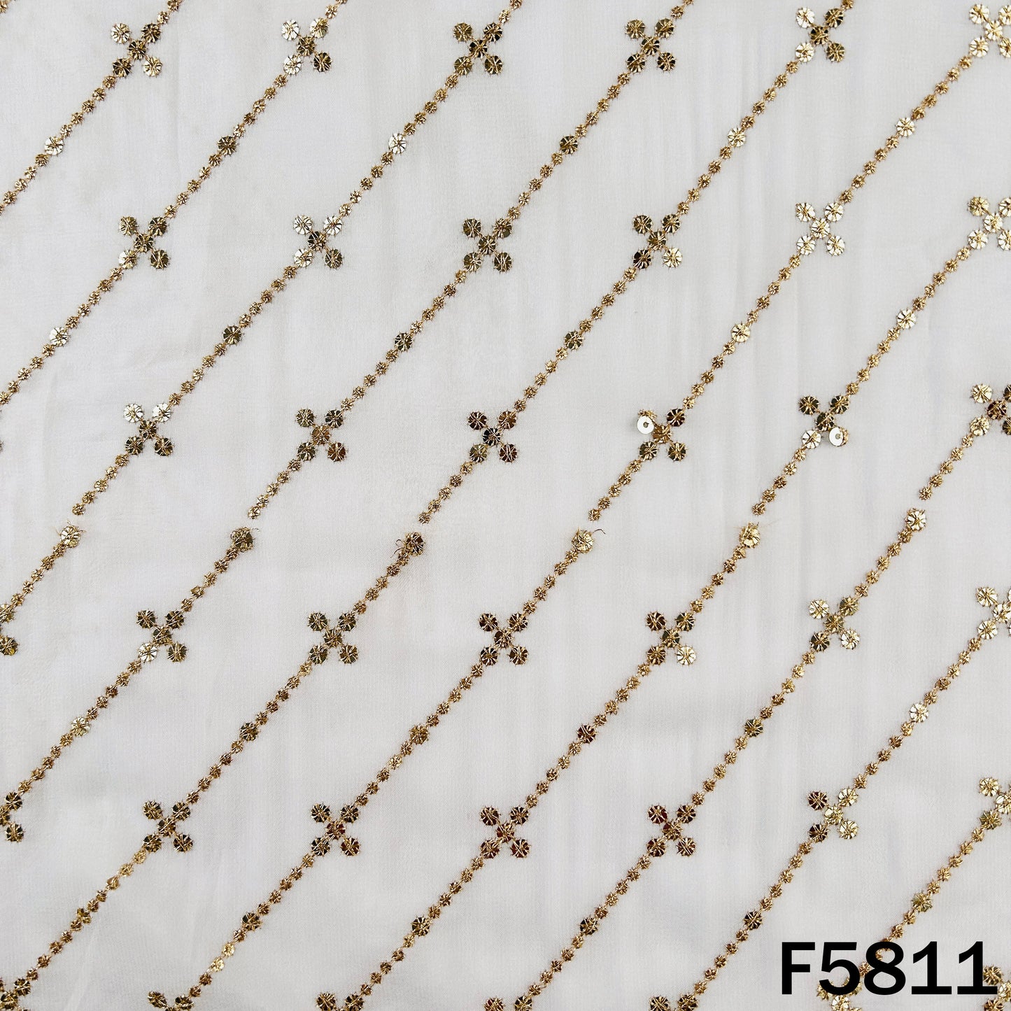 Dyeable Zari Sequins Embroidered Georgette Fabric - F5811