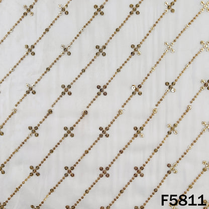 Dyeable Zari Sequins Embroidered Georgette Fabric - F5811