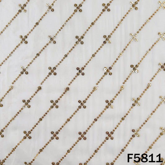 Dyeable Zari Sequins Embroidered Georgette Fabric - F5811