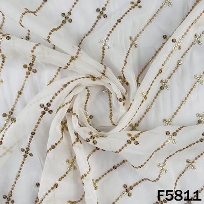 Dyeable Zari Sequins Embroidered Georgette Fabric - F5811
