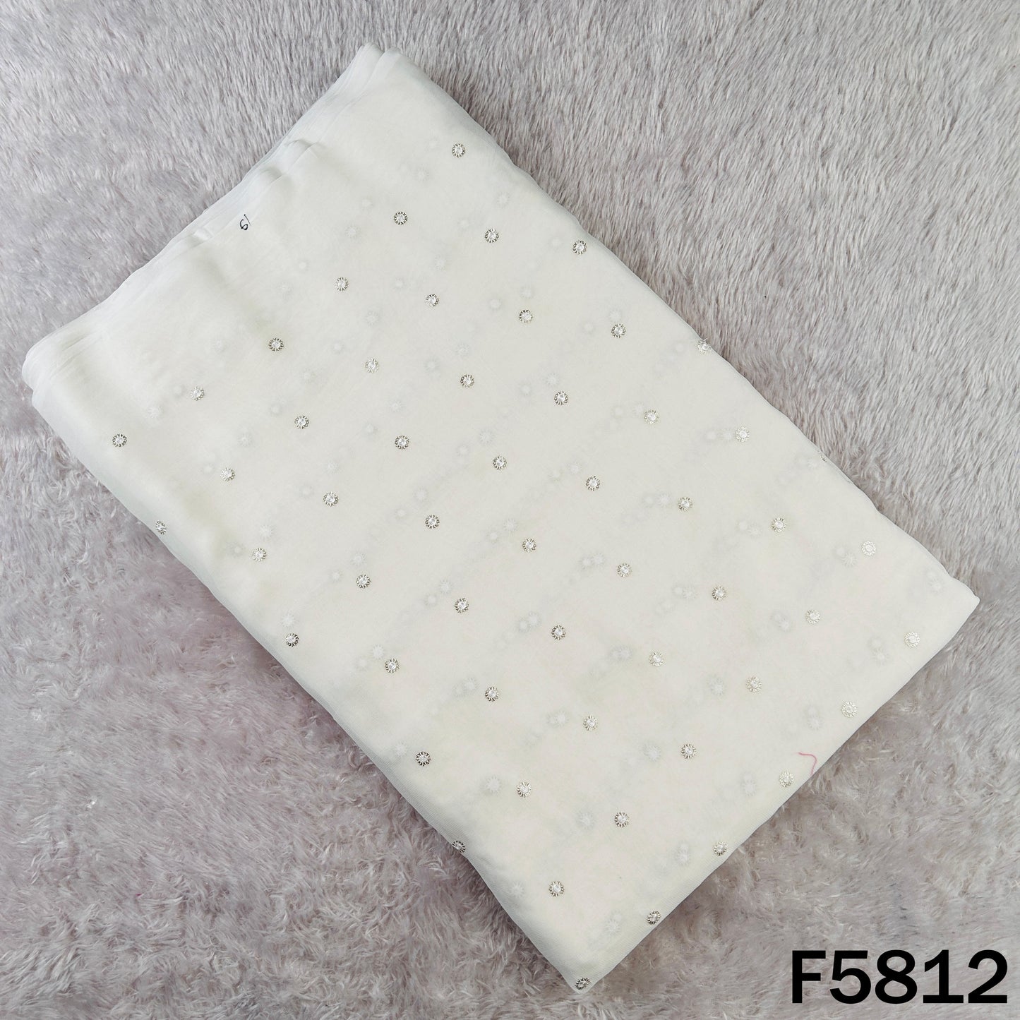 Dyeable Thread Sequins Work Georgette Fabric - F5812