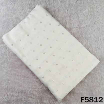 Dyeable Thread Sequins Work Georgette Fabric - F5812