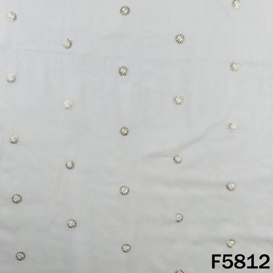 Dyeable Thread Sequins Work Georgette Fabric - F5812