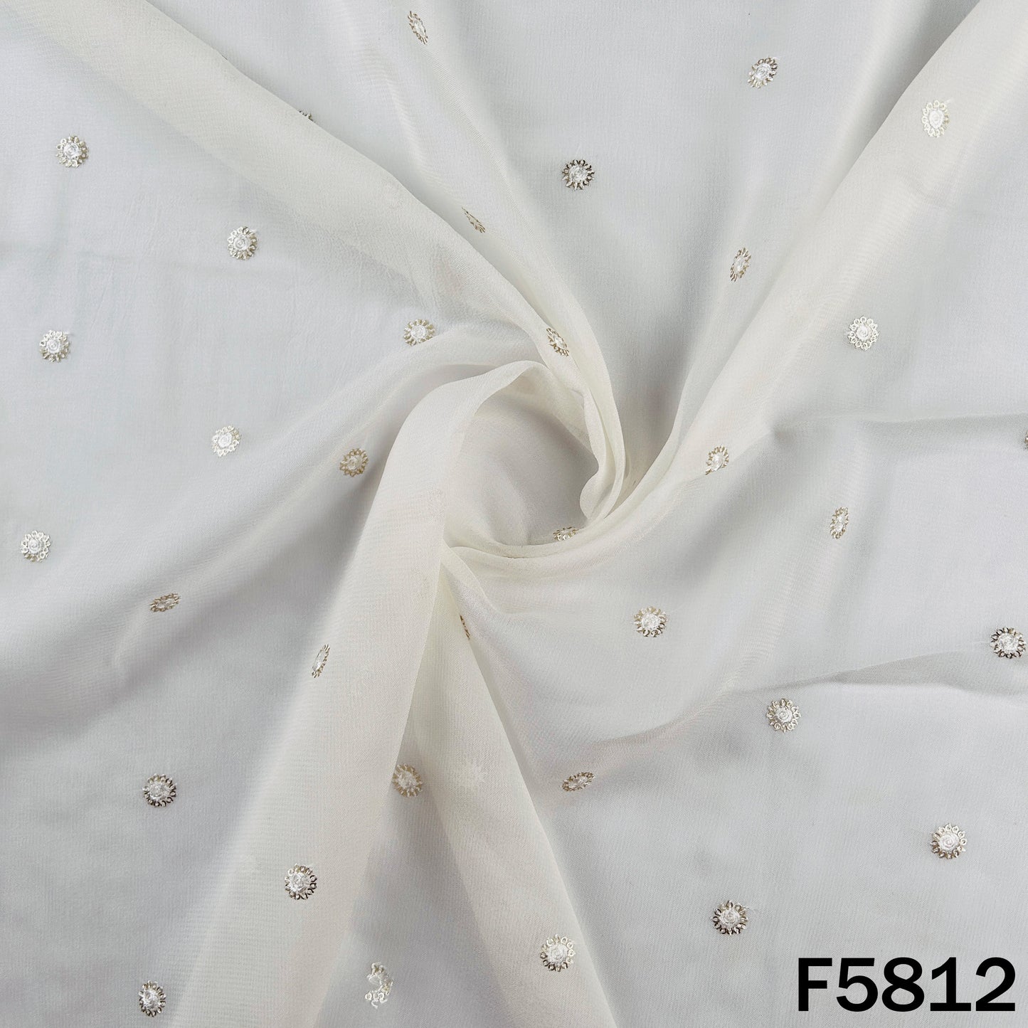 Dyeable Thread Sequins Work Georgette Fabric - F5812