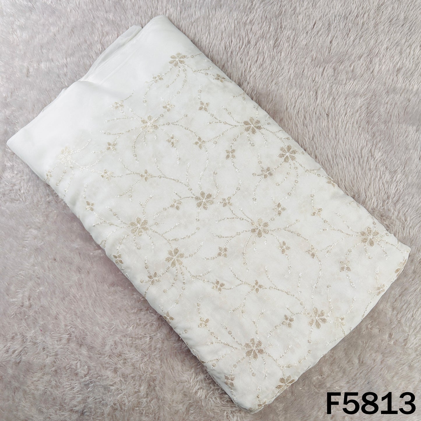 Dyeable Thread Sequins Embroidered Georgette Fabric - F5813