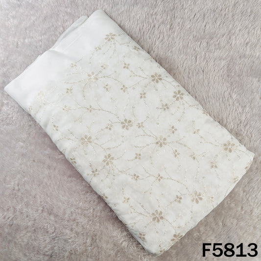 Dyeable Thread Sequins Embroidered Georgette Fabric - F5813