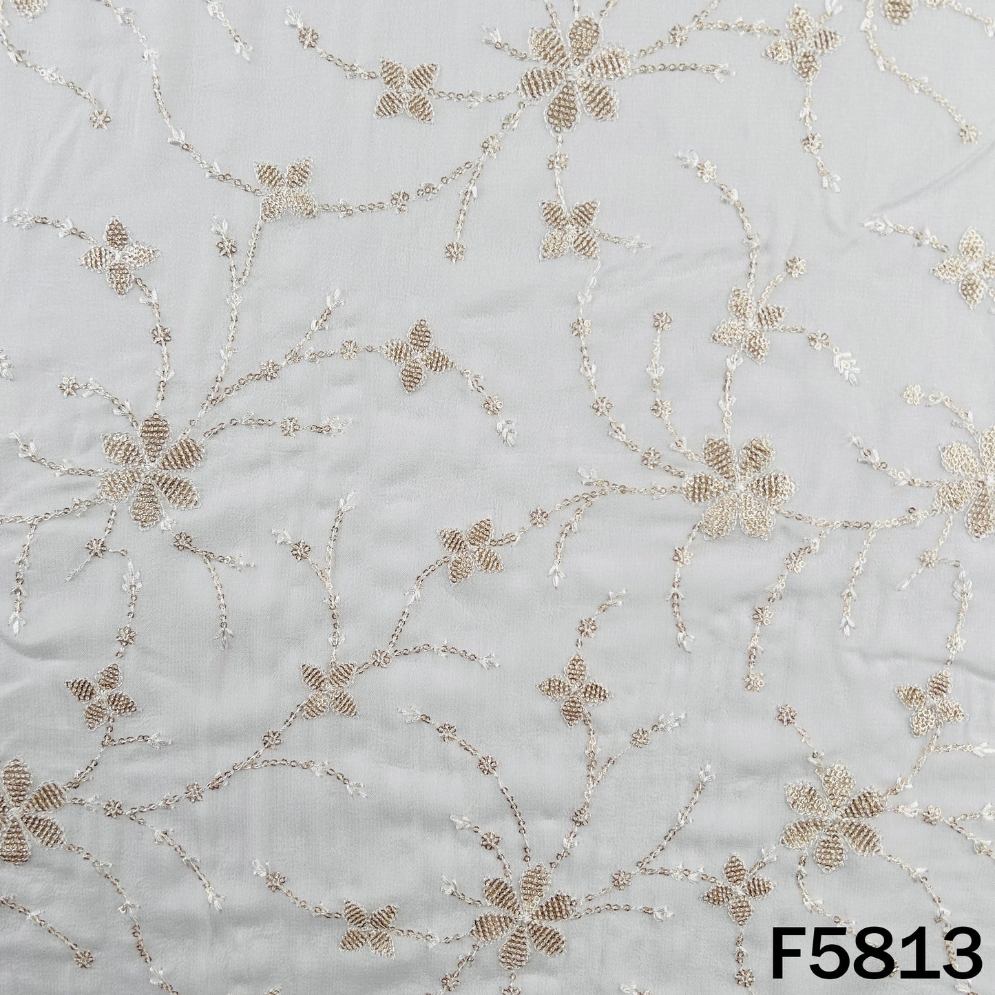 Dyeable Thread Sequins Embroidered Georgette Fabric - F5813