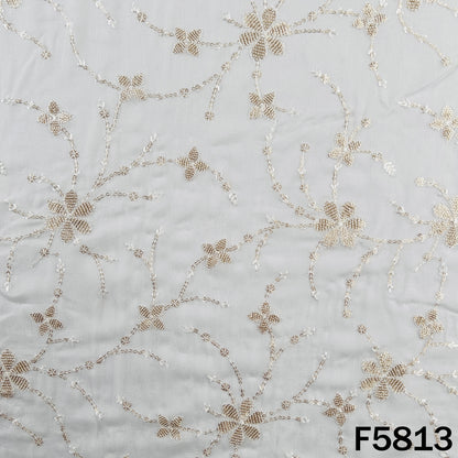 Dyeable Thread Sequins Embroidered Georgette Fabric - F5813