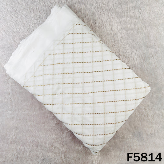 Dyeable Zari Sequins Embroidered Georgette Fabric - F5814