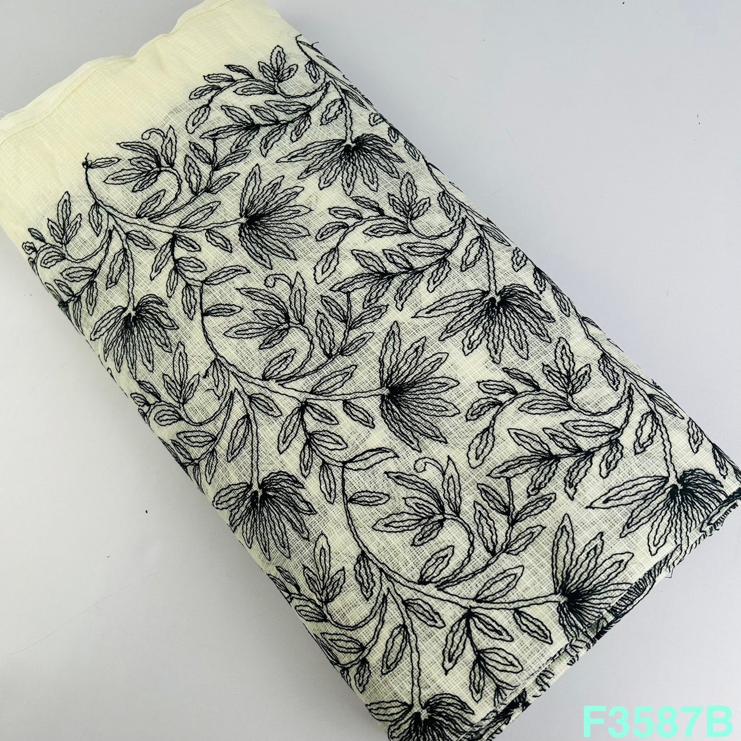 Thread Embroidered Kota Cotton Fabric-F3587