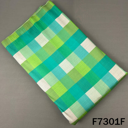 Multicolour Check Print Raw Silk Fabric - F7301
