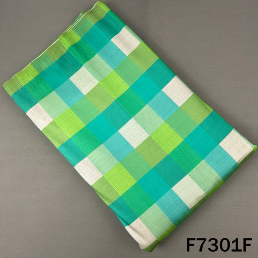 Multicolour Check Print Raw Silk Fabric - F7301