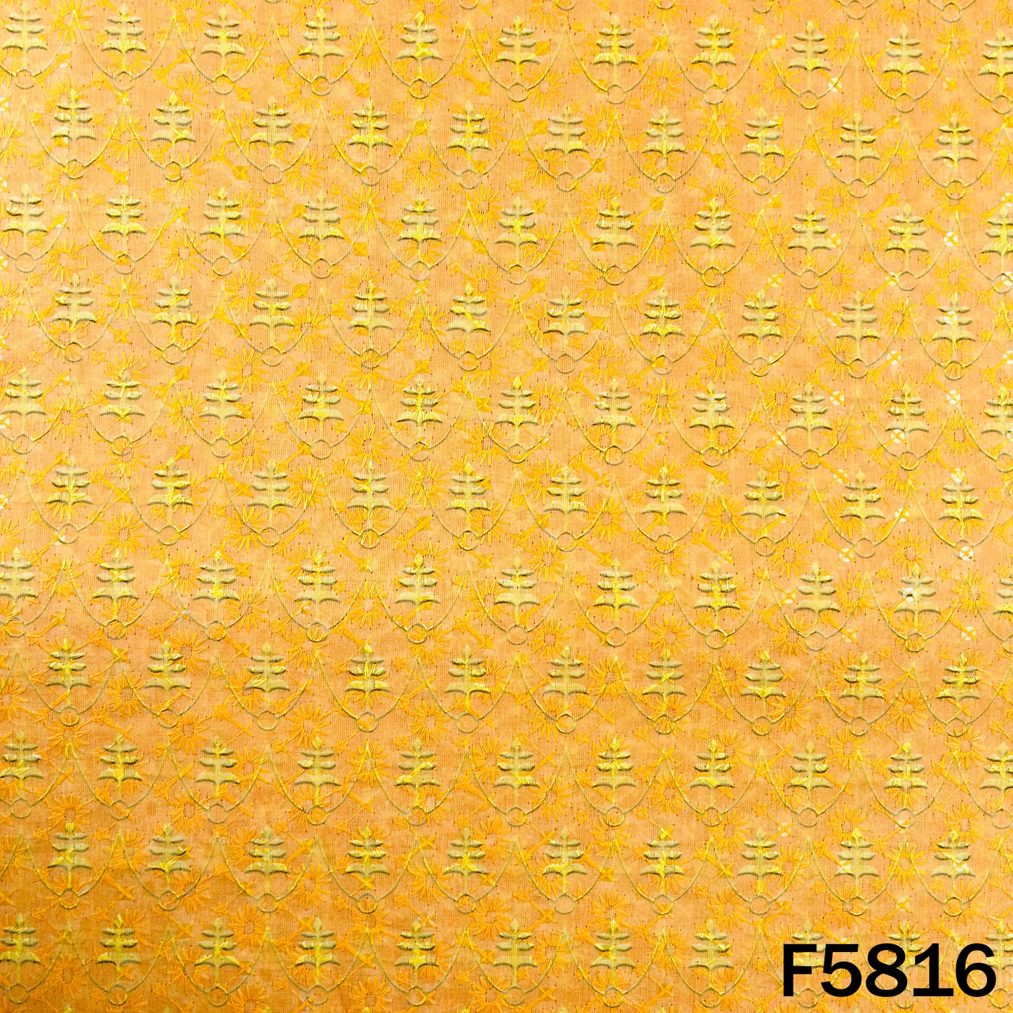 Digital Print Chikankari Sequins Work Cotton Fabric - F5816