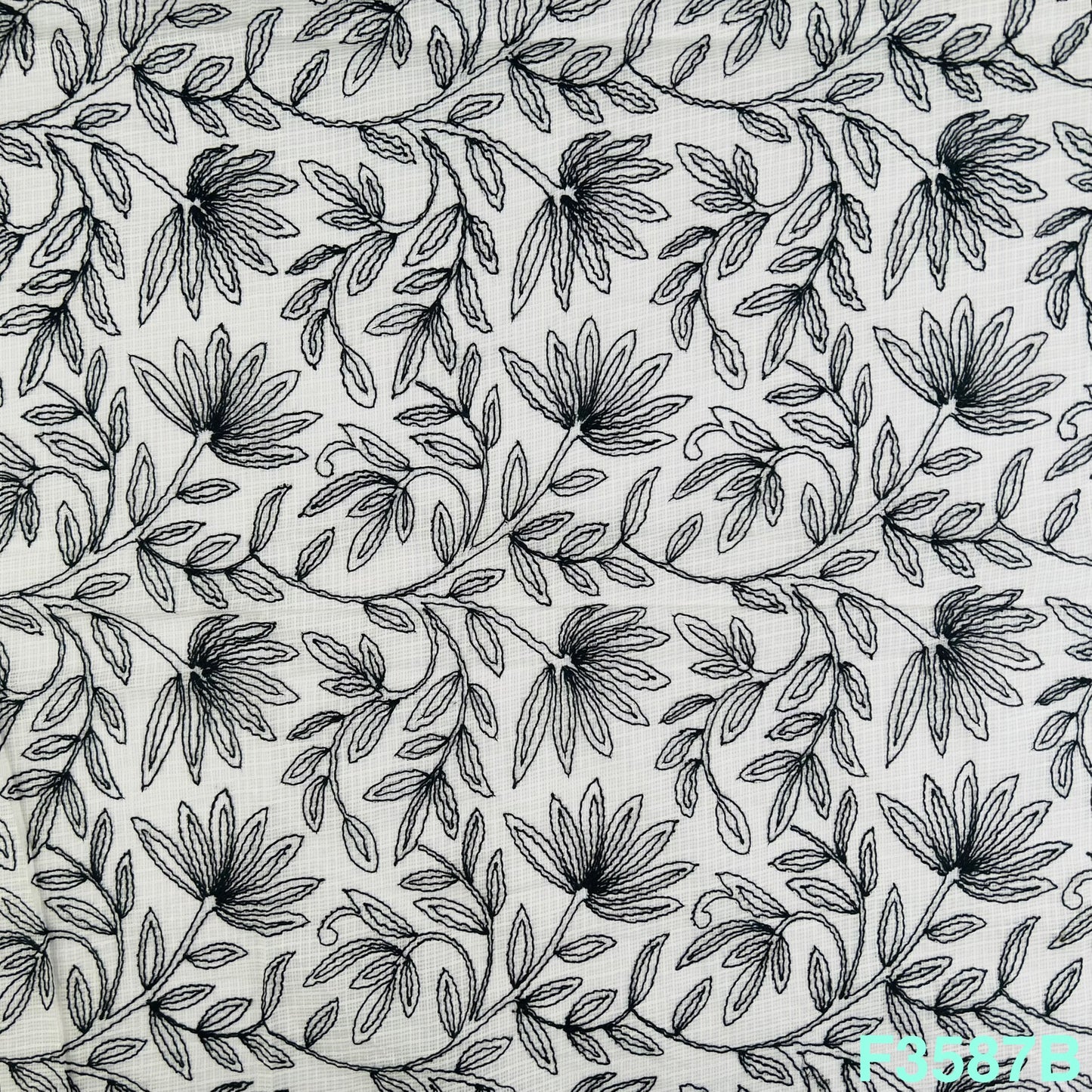 Thread Embroidered Kota Cotton Fabric-F3587