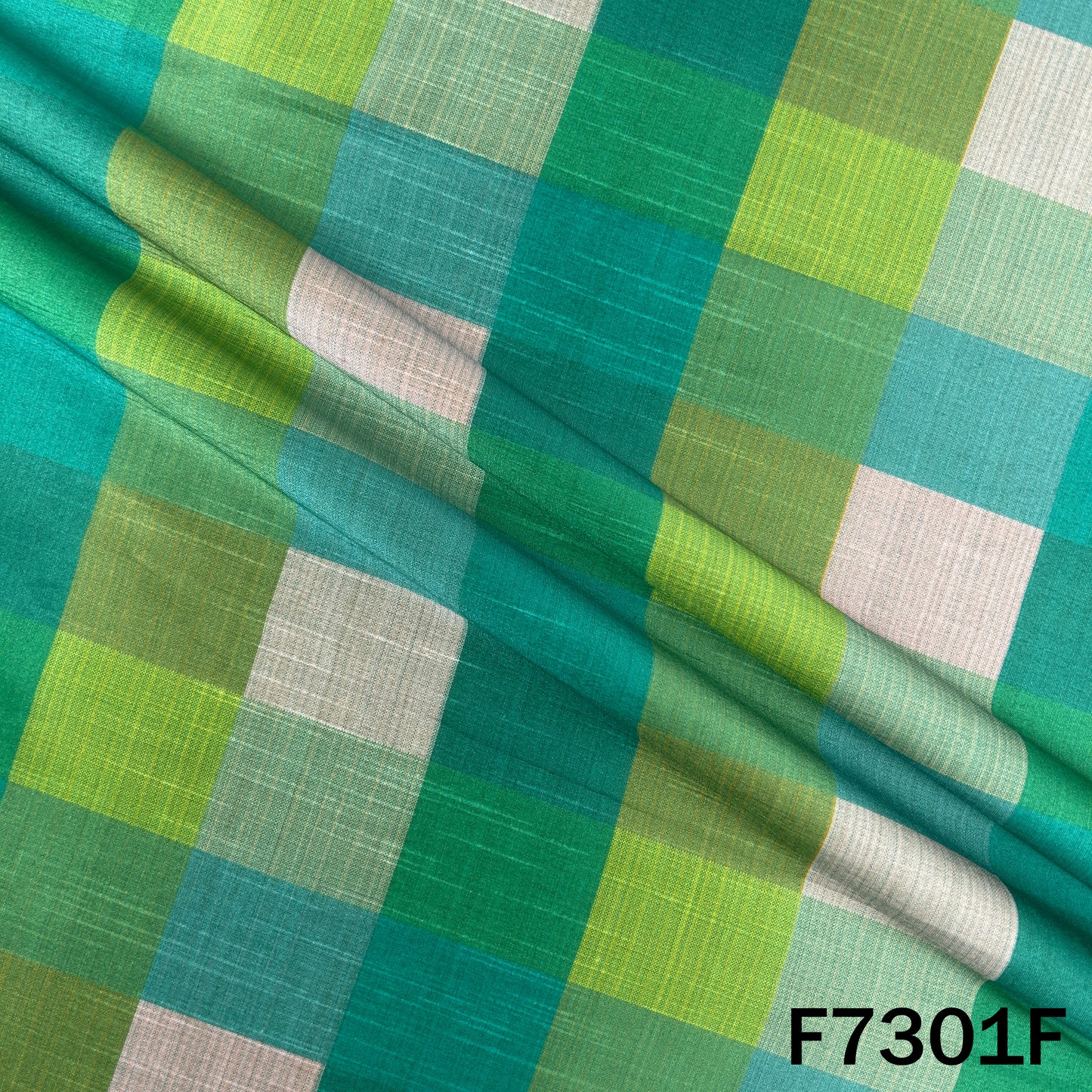 Multicolour Check Print Raw Silk Fabric - F7301