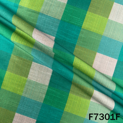 Multicolour Check Print Raw Silk Fabric - F7301