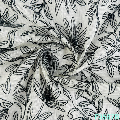 Thread Embroidered Kota Cotton Fabric-F3587
